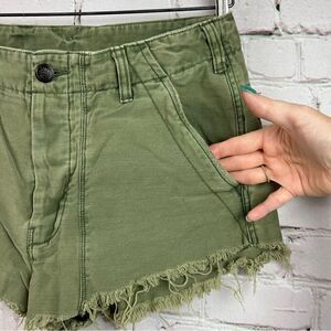 Free People Raw and Patched Standoff Short Cotton Soft Natural Mossy